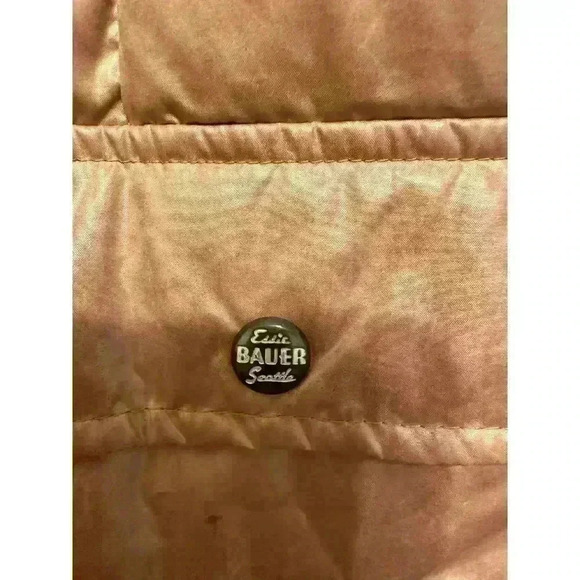 Eddie Bauer Jacket Womens Sz M Brown EB550 Goose Down Quilted Crop Puffer - Picture 7 of 16